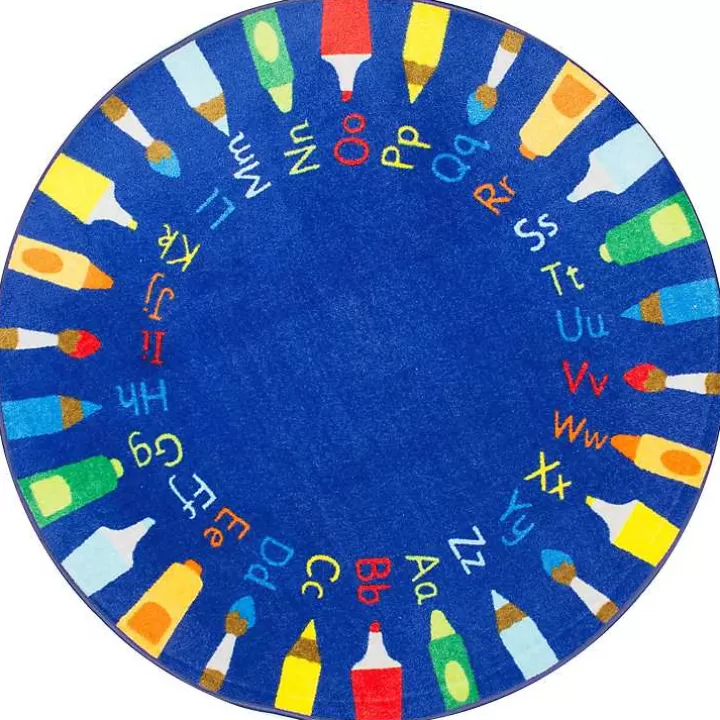 Flash Sale Rainbow Alphabet Round Rug, 5 ft. Area Rugs
