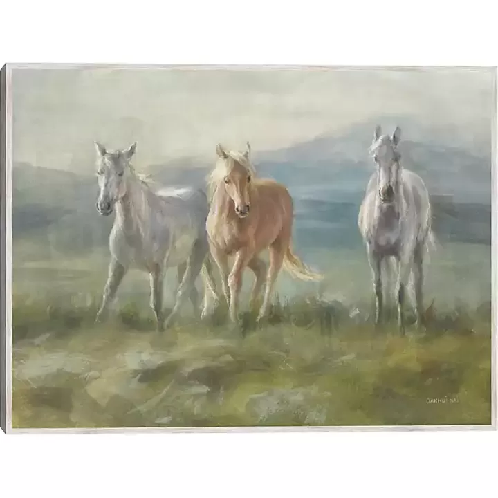 Discount Rangeland Horses Framed Canvas Art Print Canvas Art