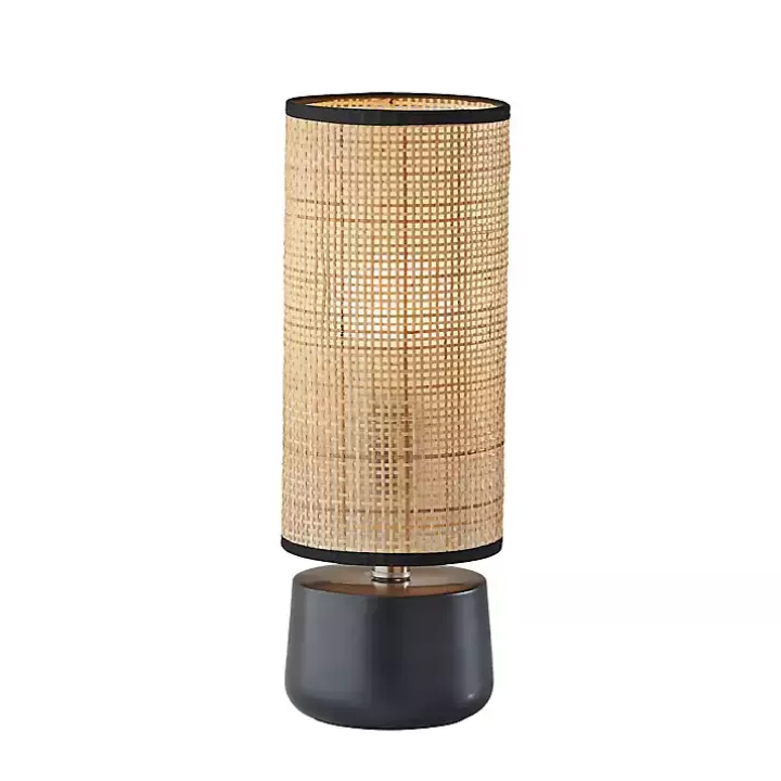 Discount Rattan Cylinder Shade Black Base Table Lamp Table Lamps