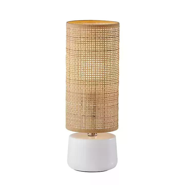 Shop Rattan Cylinder Shade White Base Table Lamp Table Lamps