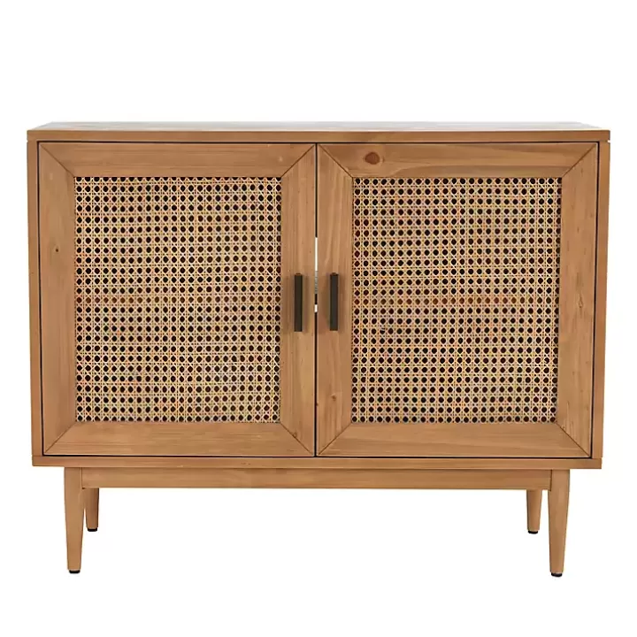Clearance Reclaimed Pine and Woven Cane Cabinet Cabinets & Sideboards