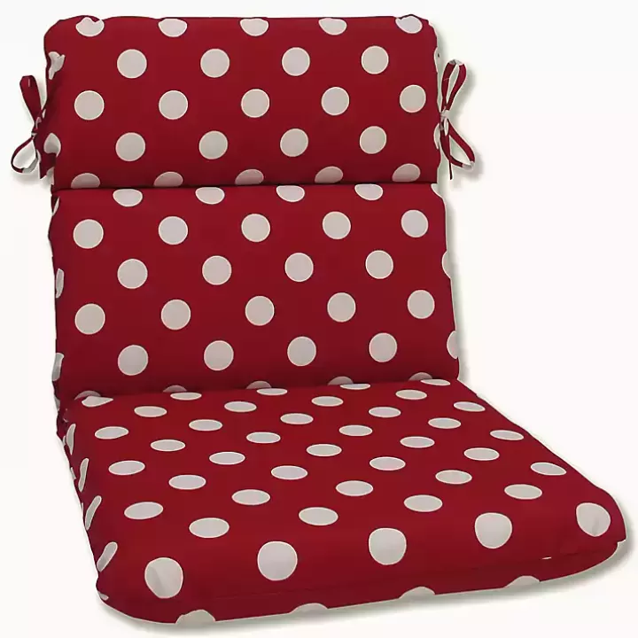 Cheap Red & White Polka Dot Chair Cushion Outdoor Cushions & Pillows