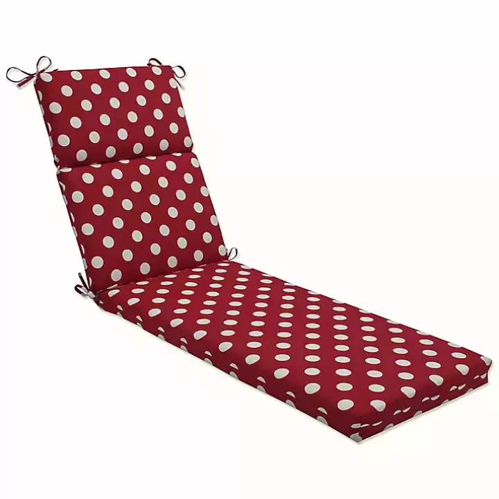 Cheap Red & White Polka Dot Outdoor Chaise Cushion Outdoor Cushions & Pillows