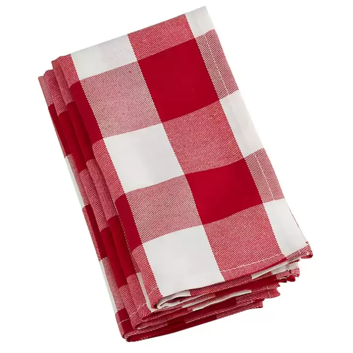 New Red and White Buffalo Check Napkins, Set of 4 Table Linens