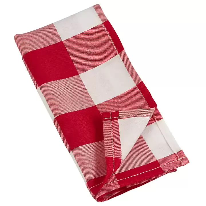 New Red and White Buffalo Check Napkins, Set of 4 Table Linens