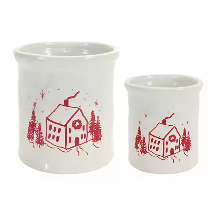 Store Red and White Holiday Home Crock Serving & Entertaining