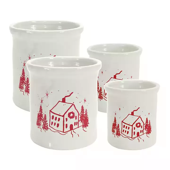 Store Red and White Holiday Home Crock Serving & Entertaining