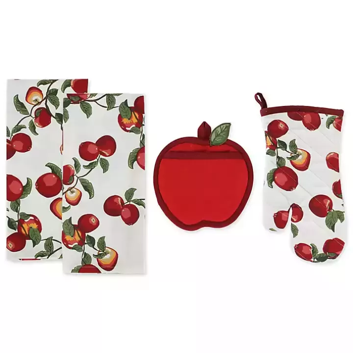 Discount Red Apples 4-pc. Kitchen Towel and Pot Holder Set Kitchen Accessories