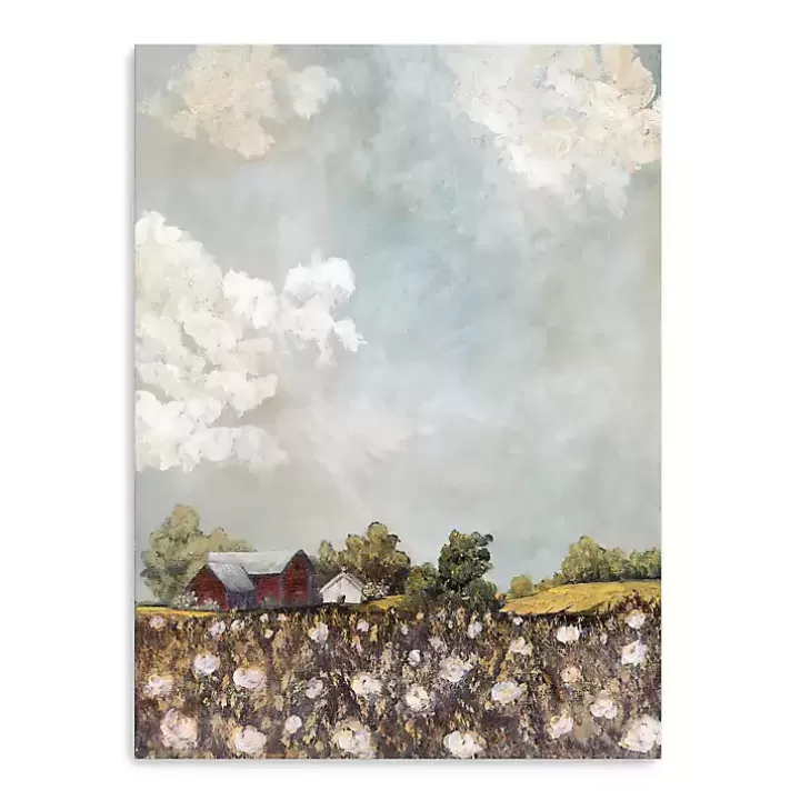 Shop Red Barn and Field of Flowers Canvas Art Print Canvas Art