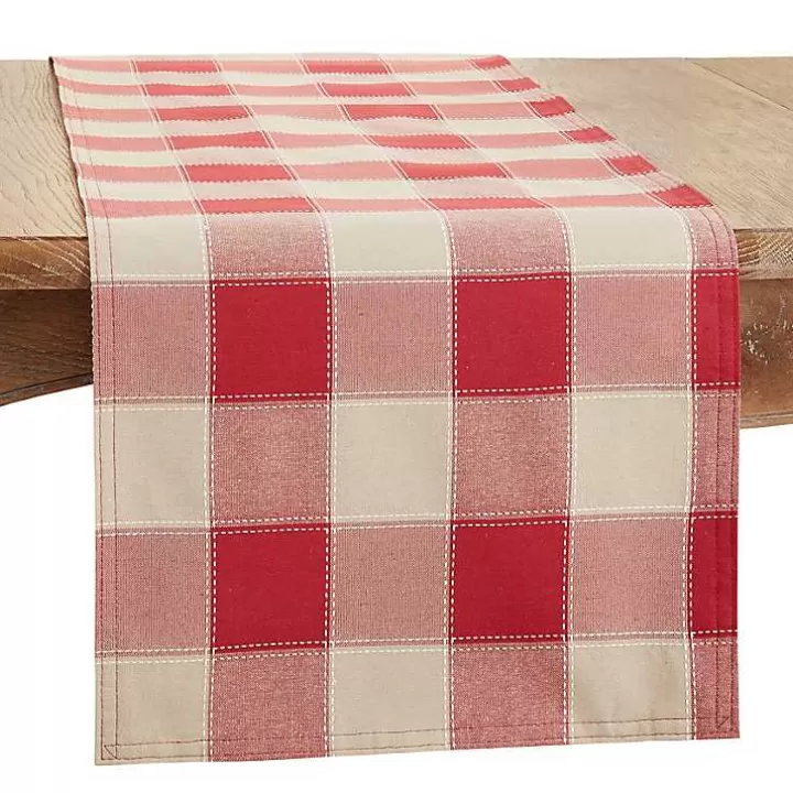 Shop Red Block Plaid Table Runner, 90 in. Table Linens