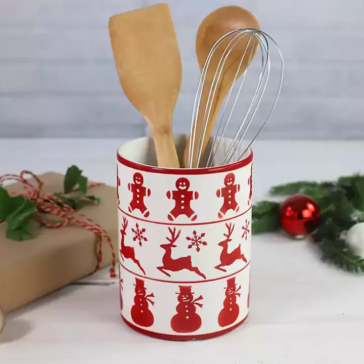 Store Red Christmas Characters Utensil Holder Serving & Entertaining