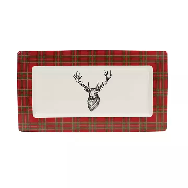 Online Deer Trim 2-pc. Christmas Platter Set Serving & Entertaining