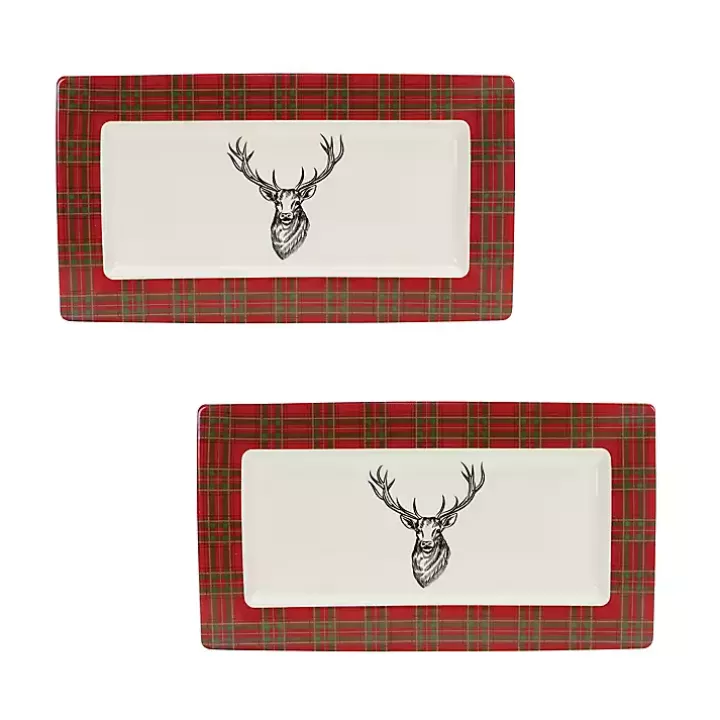 Online Deer Trim 2-pc. Christmas Platter Set Serving & Entertaining