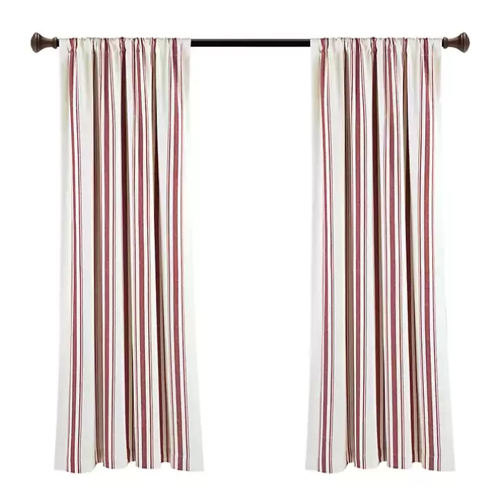 Shop Red Farmhouse Stripe Curtain Panels, Set of 2 Curtains & Drapes