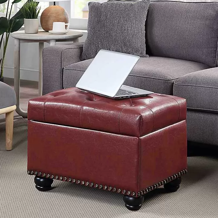 Cheap Faux Leather Jessy Storage Ottoman Benches & Ottomans