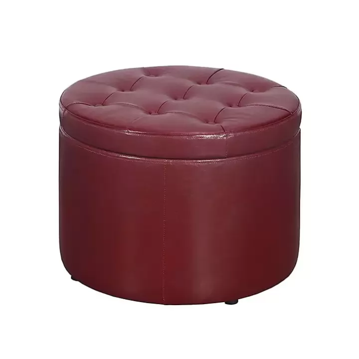 Sale Faux Leather Round Shoe Storage Ottoman Benches & Ottomans