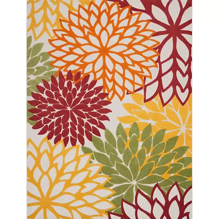 Shop Red Floral Burst Outdoor Area Rug, 7x10 Outdoor Rugs