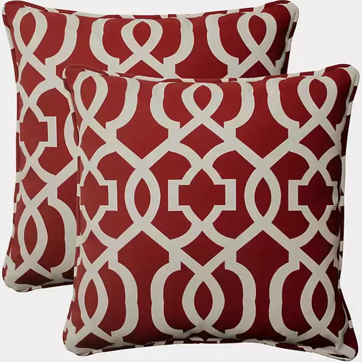 Hot Red New Geometric Outdoor Pillows, Set of 2 Outdoor Cushions & Pillows