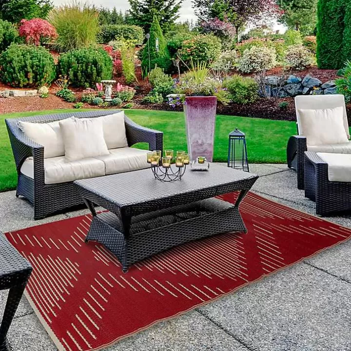 Outlet Red Primitive Arrow Outdoor Area Rug, 4x6 Outdoor Rugs