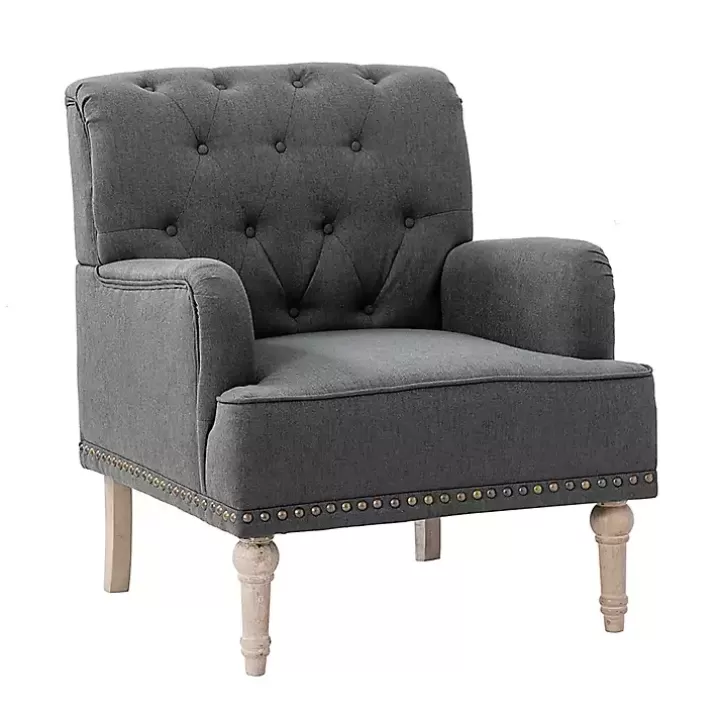 Flash Sale Reginald Charcoal Button Tufted Armchair Accent Chairs