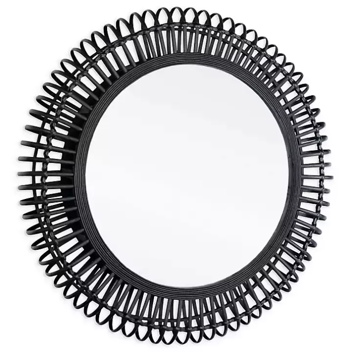 Outlet Reina Black Bamboo Wall Mirror Decorative Mirrors