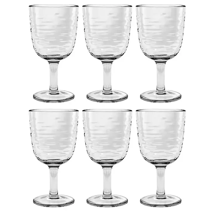 Flash Sale Ripple Shatterproof Goblet Glasses, Set of 6 Glassware & Drinkware