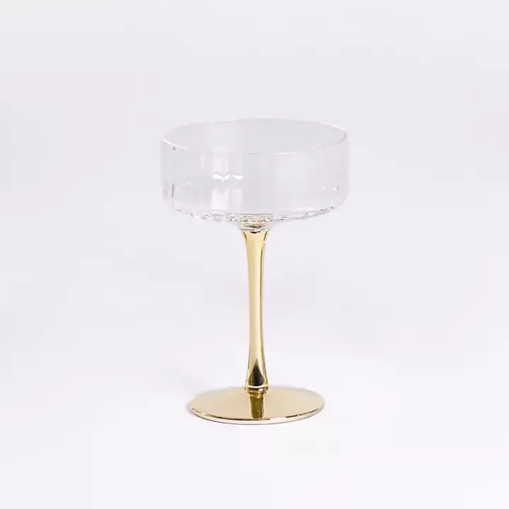 Discount Ripple Gold Base Coupe Wine Glass Glassware & Drinkware