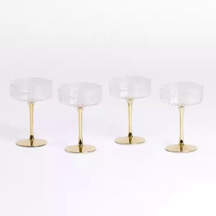 Cheap Ripple Gold Base Coupe Wine Glasses, Set of 4 Glassware & Drinkware