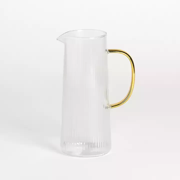 Shop Ripple Gold Handle Glass Pitcher Serving & Entertaining