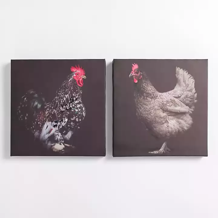 Outlet Rooster Portraits Canvas Art Prints, Set of 2 Canvas Art