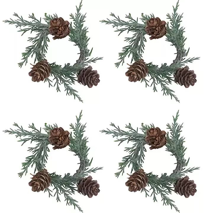 Hot Rosemary Pinecone Wreath Napkin Rings, Set of 4 Table Linens