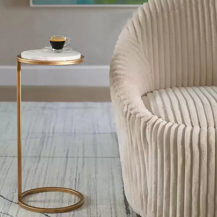 Outlet Round Aged and Marble Accent Table Accent & End Tables