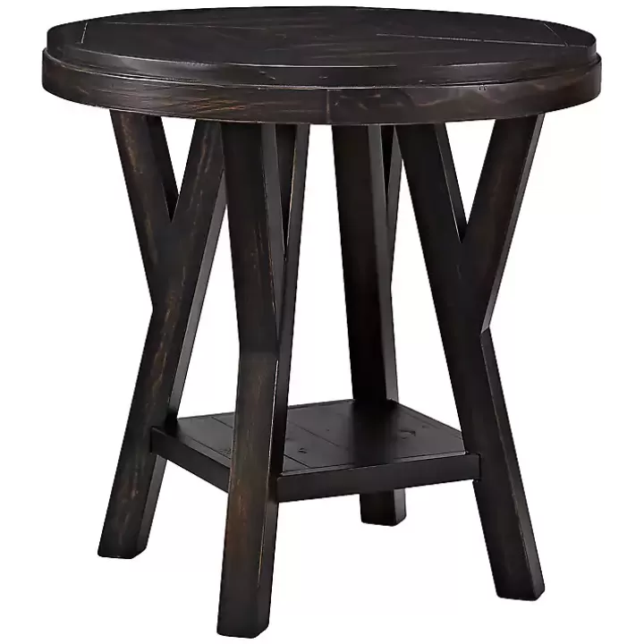 Store Round Wood Flared Base Side Table Accent & End Tables