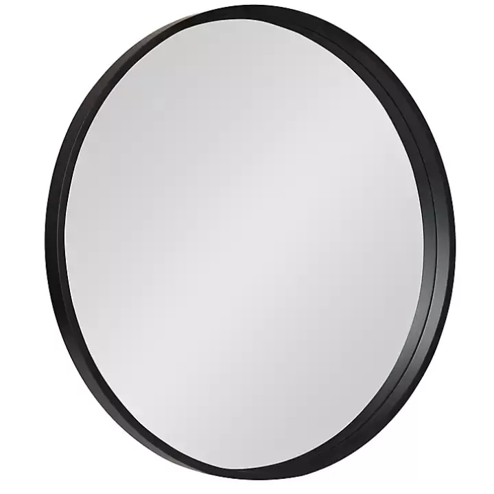 Outlet Round Black Wood Travis Accent Mirror Decorative Mirrors