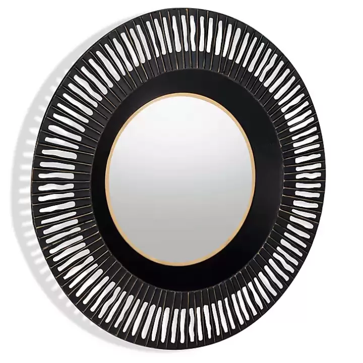 Outlet Round Cantara Black Metal Wall Mirror Decorative Mirrors