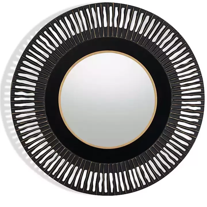 Outlet Round Cantara Black Metal Wall Mirror Decorative Mirrors
