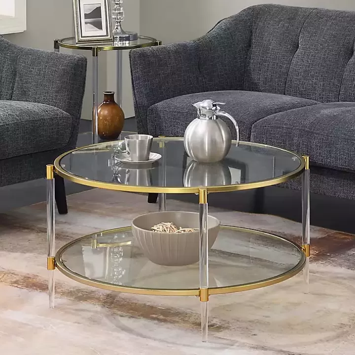 Hot Round Acrylic and Glass Coffee Table Coffee Tables