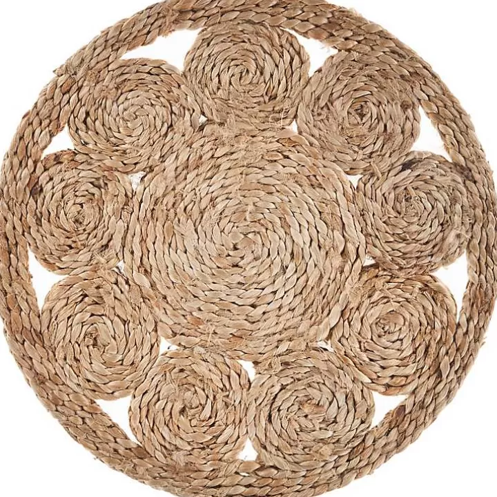 Discount Round Decorative Braided Jute Placemats, Set of 2 Table Linens