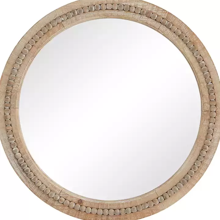 Sale Round Distressed Beaded Wall Mirror, 28 in. Decorative Mirrors