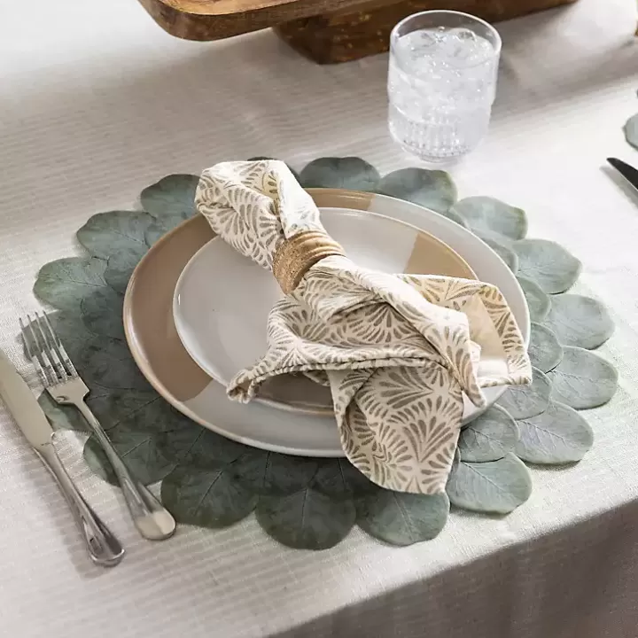 Cheap Round Eucalyptus Leaves Placemat Table Linens