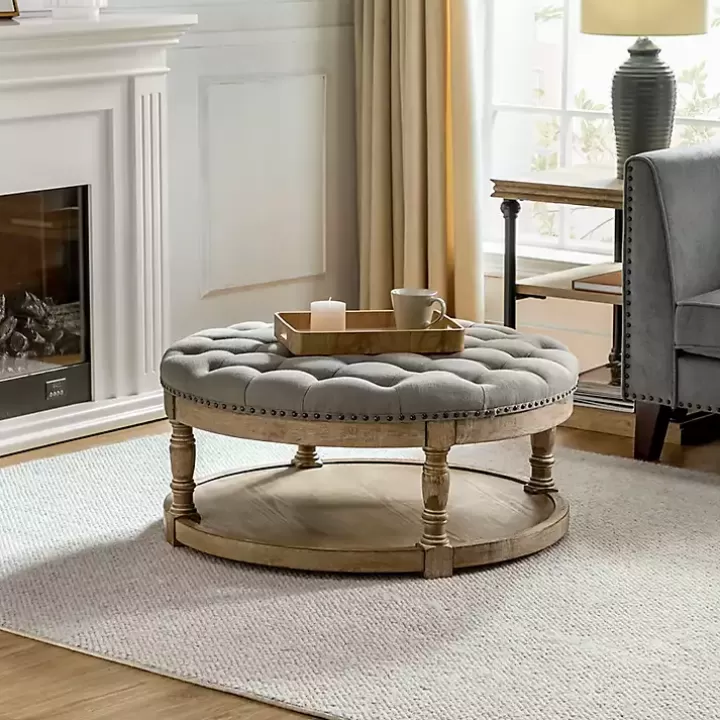 Discount Round Cepheus Tufted Ottoman Benches & Ottomans