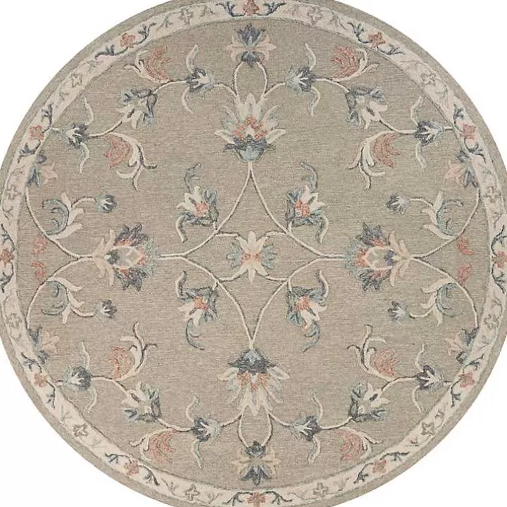 Outlet Round Traditional Floral Area Rug, 4x4 Area Rugs