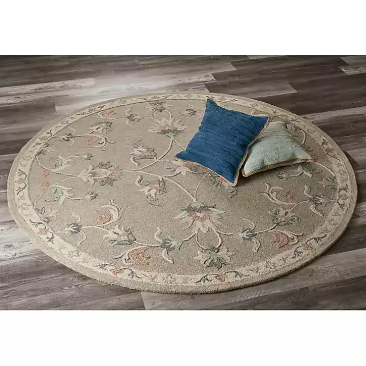 Outlet Round Traditional Floral Area Rug, 4x4 Area Rugs