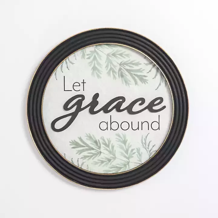 Best Sale Round Let Grace Abound Wall Plaque Wall Quotes & Signs