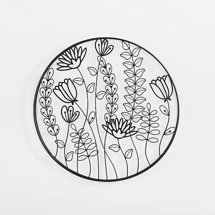 Hot Round Metal Floral Cutout Wall Plaque Wall Plaques