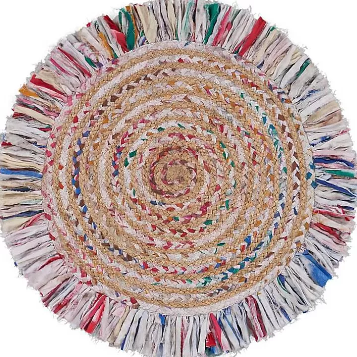 Store Round Multicolor Braided Jute Area Rug, 3x3 Area Rugs