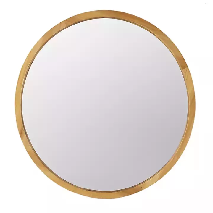 New Round Natural Light Wood Wall Mirror Decorative Mirrors