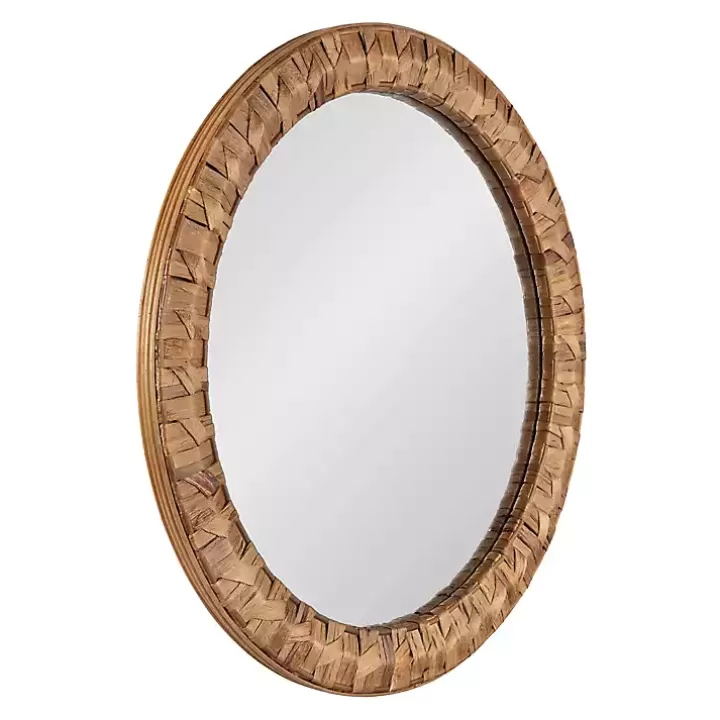 Flash Sale Round Natural Woven Water Hyacinth Wall Mirror Decorative Mirrors
