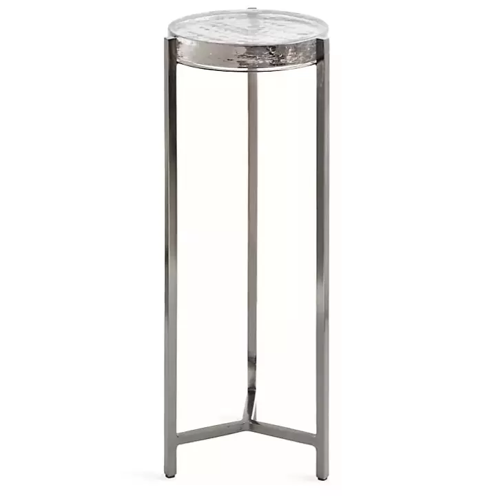 Hot Round Pewter Aguilar Accent Table Accent & End Tables