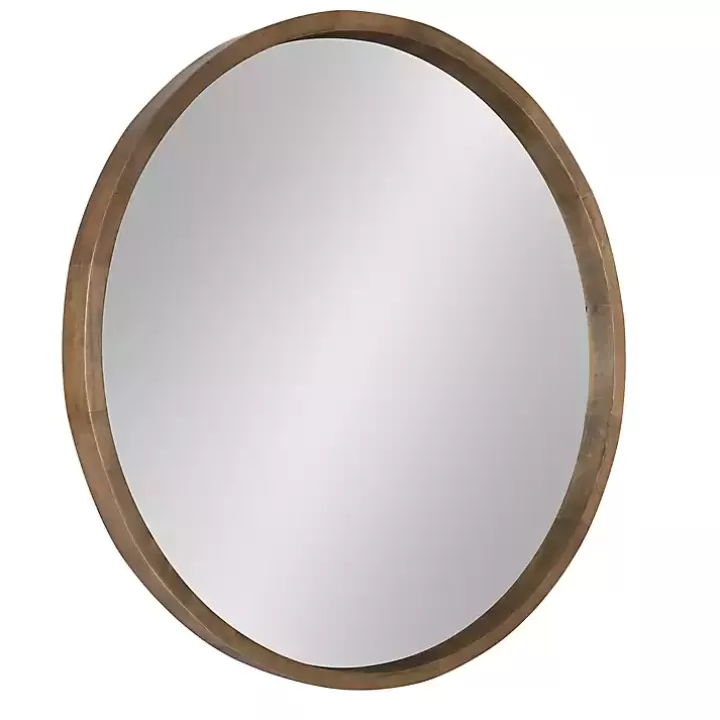 New Round Rustic Wood Hutton Mirror Decorative Mirrors